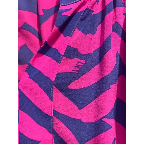 Lilly Pulitzer Pink & Blue Zebra Print Long Sleeve Blouse Size S - Picture 2 of 9